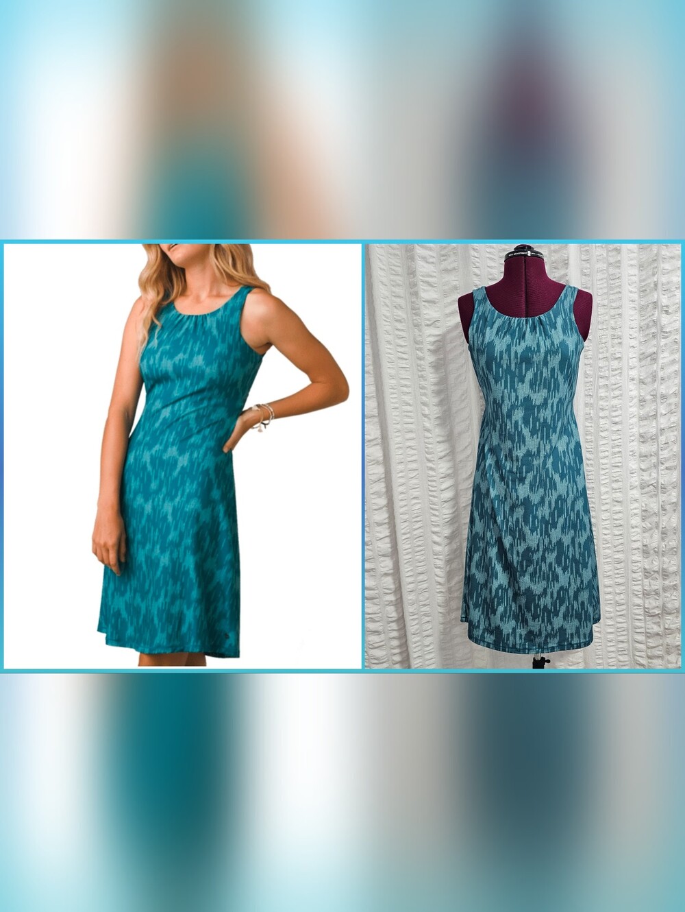 Prana Skypath Dress Verde Ikat Twist Back Cutout Performance Knit Medium